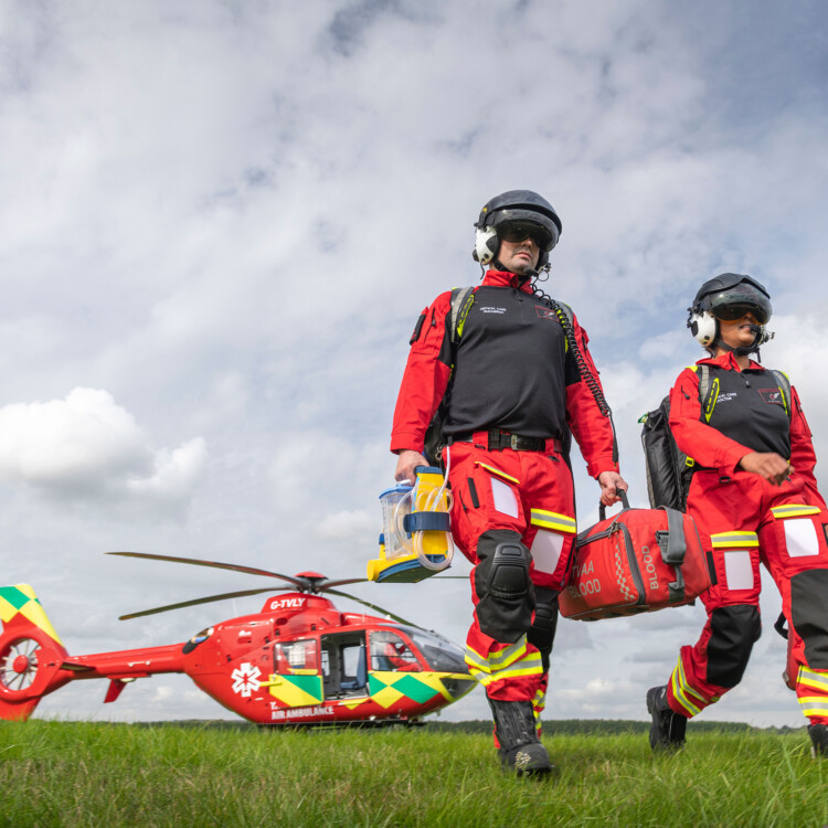 thames valley air ambulance crew and helicopter